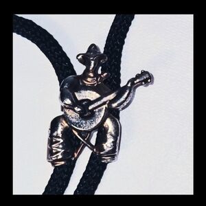 BoloTie Necklace Guitar Player Black and Gold